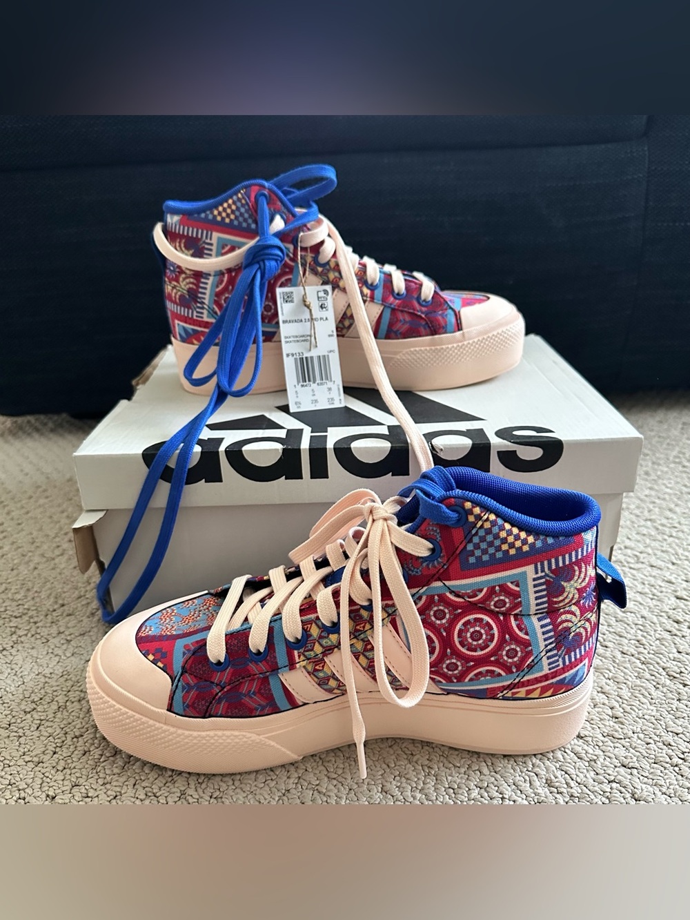 Adidas Bravada x Farm Rio Women’s High-Top platform Patterned Sneakers